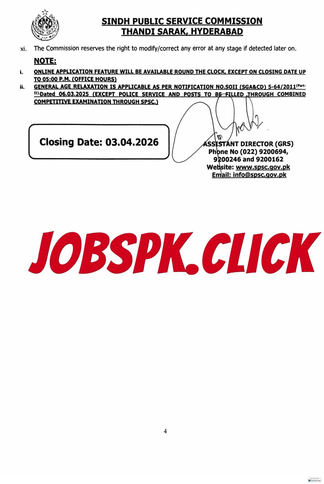 SPSC March Jobs 2026 Official Advertisement No.01/2026