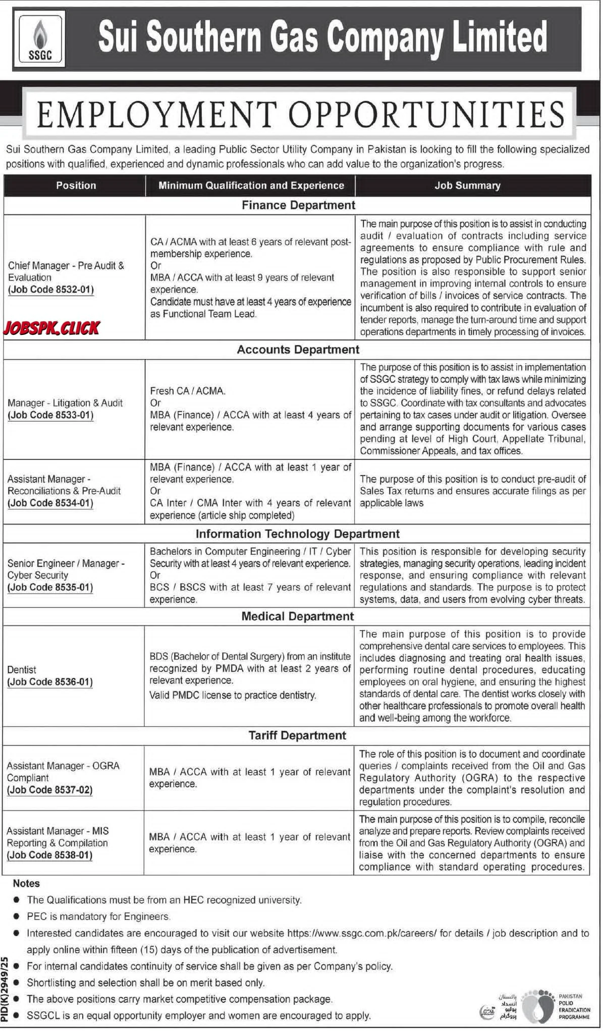 SSGC Management & Technical Jobs 2026 | Sui Southern Gas Company Apply Online 1 SSGC Management & Technical Jobs 2026 Official Advertisement