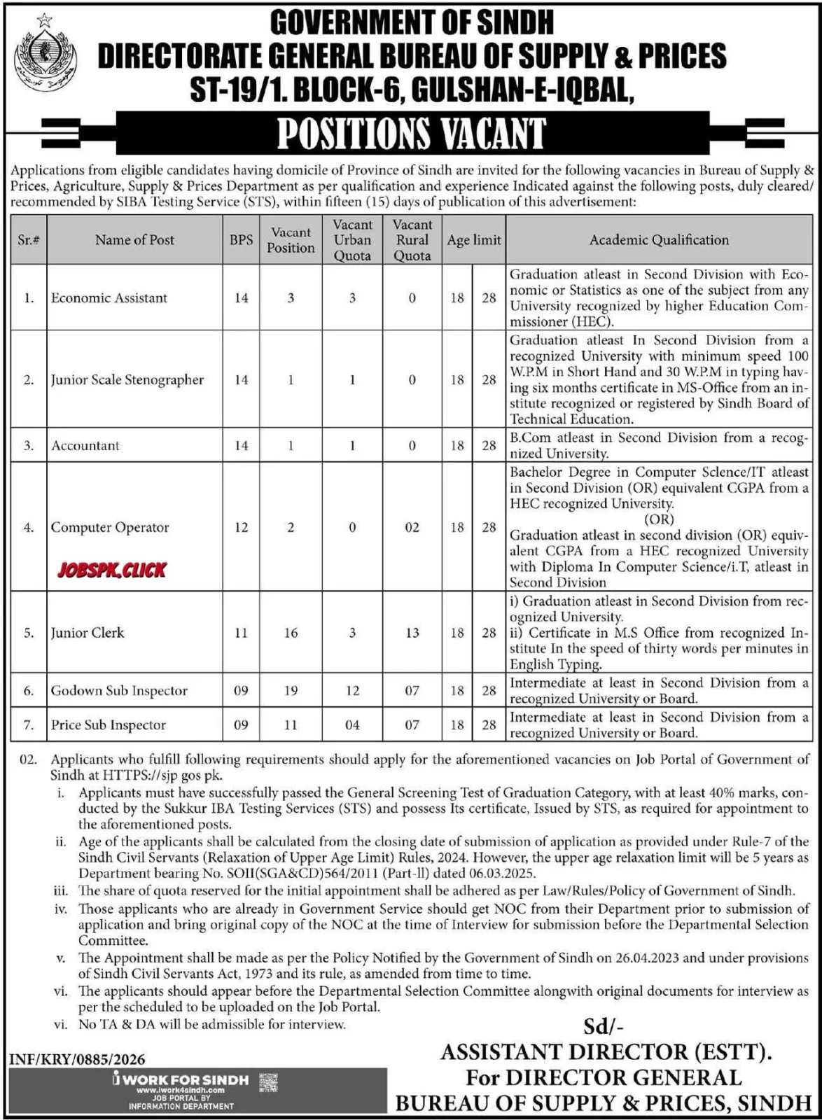 Sindh Bureau of Supply & Prices Jobs 2026 | 53+ Latest Vacancies | Last Date & Full Details Here 1 Sindh Bureau of Supply & Prices Jobs 2026 Official Advertisement