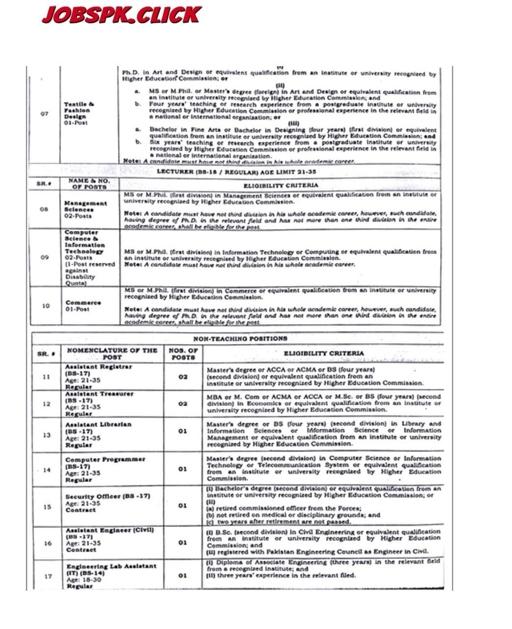 University of Kamalia Jobs 2026 Advertisement No.01/2026