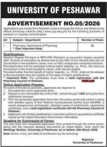 University of Peshawar March Jobs 2026 | Lecturer Vacancies in CS & Pharmacy | Apply Online 2 University of Peshawar March Jobs 2026 Official Advertisement