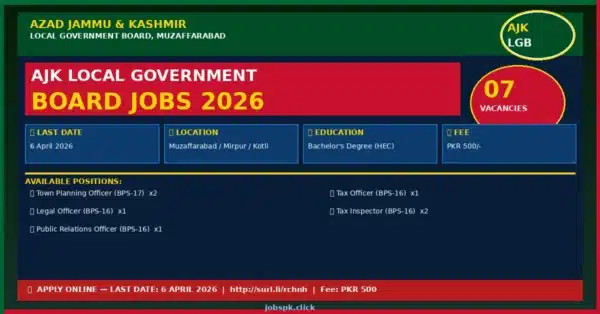 AJK Local Government Board Jobs 2026 — 07 Vacancies Announced | Apply Before 6 April 16 ajk lgb jobs 2026 featured