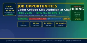 cadet college chaman jobs 2026