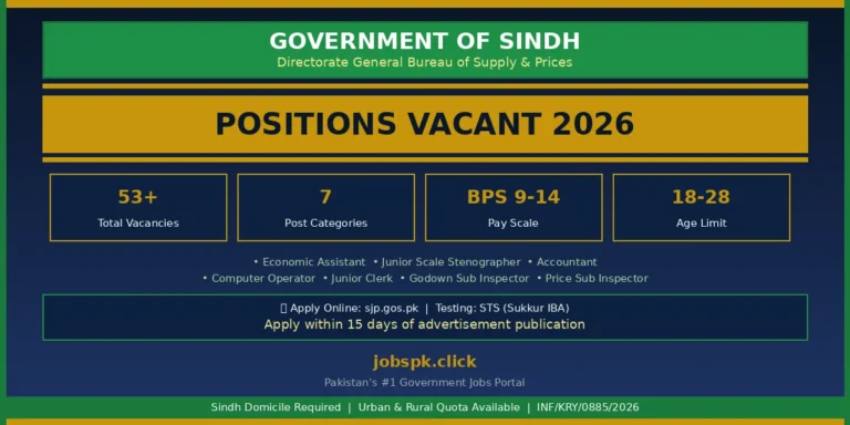 Sindh Bureau of Supply & Prices Jobs 2026 | 53+ Latest Vacancies | Last Date & Full Details Here 13 featured image dgbsp jobs 2026