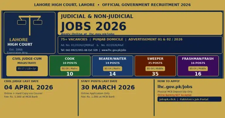 Lahore High Court Judicial & Non-Judicial Jobs 2026 Apply Online | Civil Judge and Other Vacancies Announced 9 lhc jobs 2026 featured 1