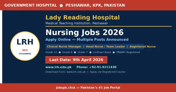 Lady Reading Hospital Peshawar Nursing Jobs 2026 Apply Online | Many Posts Announced 3 lrh featured