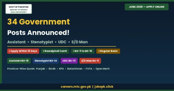 MOD Military Lands & Cantonments Department Jobs 2026 | BS-11 to BS-15 | Apply Online 2 mlc jobs 2026