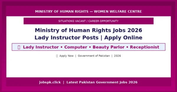 Ministry of Human Rights Jobs 2026 | Female Lady Instructor Posts – Apply Online 12 mohr jobs 2026