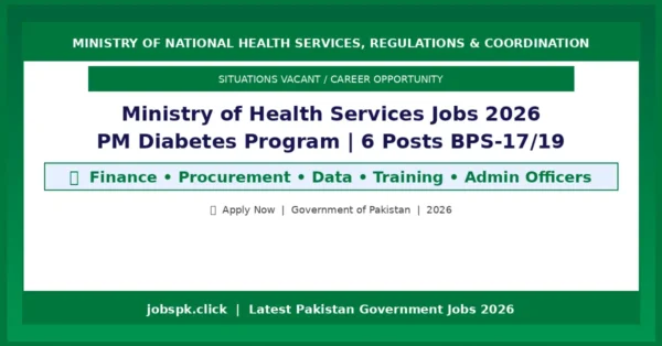 Ministry of National Health Services Jobs 2026 | PM Diabetes Program – 6 Posts Apply Online 10 nhsrc jobs 2026