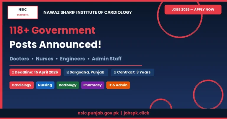 Nawaz Sharif Institute of Cardiology Sargodha Jobs 2026 — 118+ Posts of Doctors, Nurses & Engineers Announced 1 nsic sargodha jobs 2026