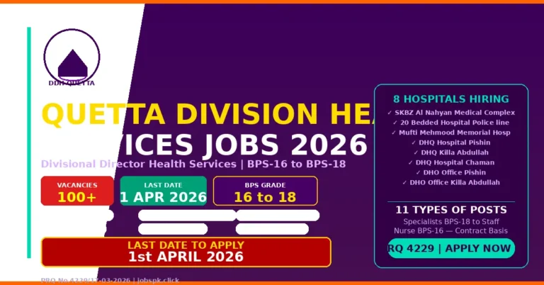 Divisional Director Health Services Quetta Jobs 2026 | Doctors, Nurses & Specialists | BPS-16 to BPS-18 | Last Date 1 April 2026 1 quetta health jobs 2026