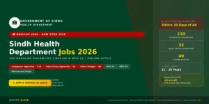 Sindh Health Department March Jobs 2026 | 182 Vacancies | Apply Online 8 sindh health featured image