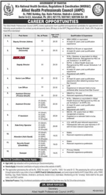 Allied Health Professionals Council April Jobs 2026 Official Advertisement