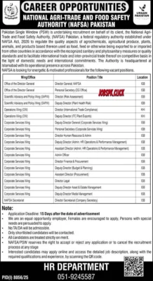 National Agri-Trade & Food Safety Authority April Jobs 2026 Official Advertisement