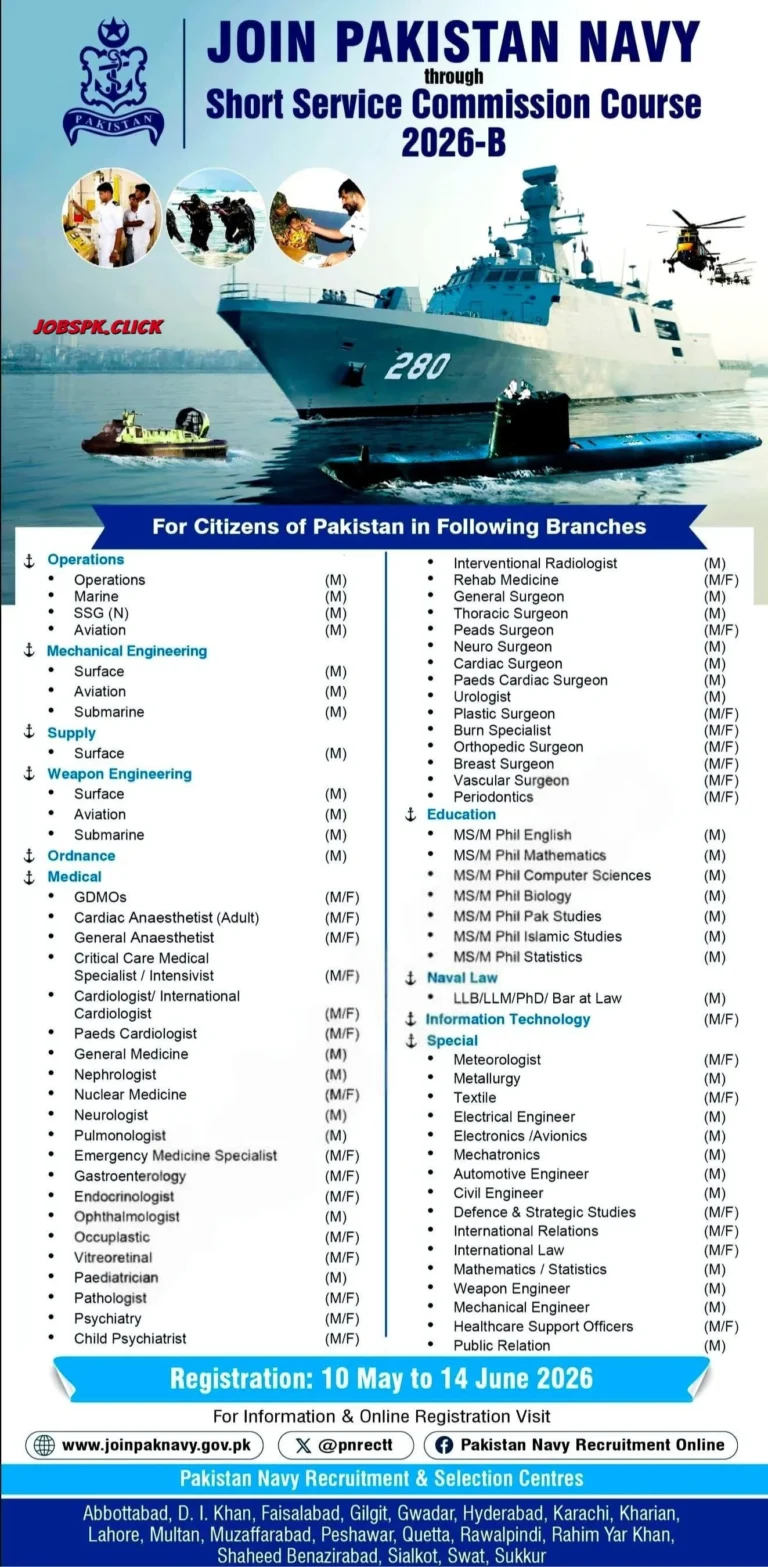 Pak Navy May Jobs 2026 Official Advertisement